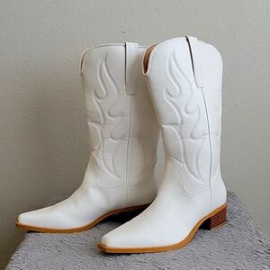 Women's Cowgirl Square Toe Cowboy Mid-Calf Boots